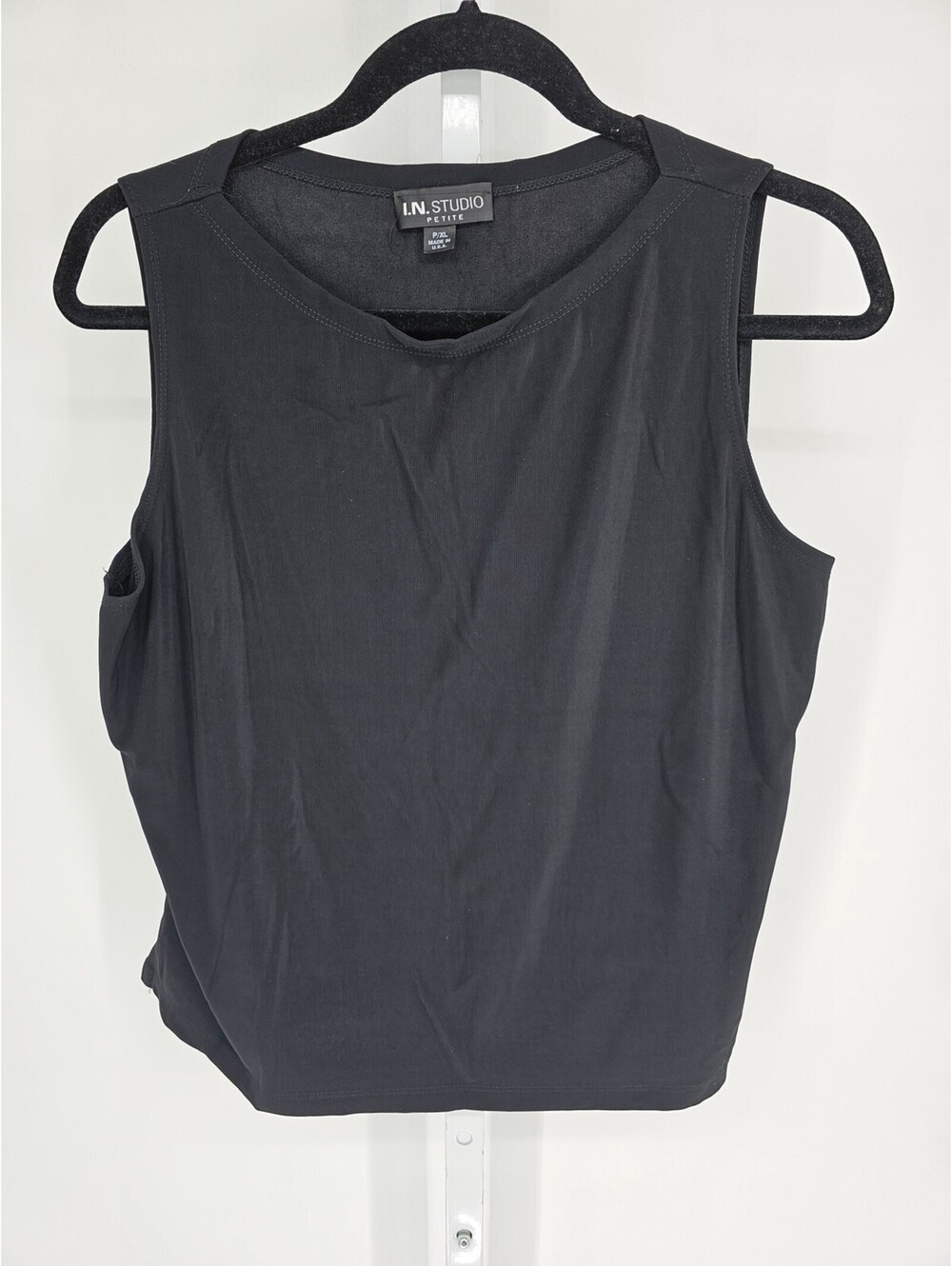 I.N. Studio Women's Black Sleeveless Round Neck Tank Top Size P/XL